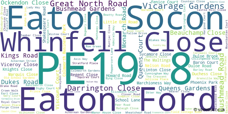 A word cloud for the PE19 8 postcode